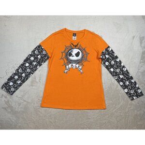 Disney The Nightmare Before Christmas Jack Skellington Juniors XL Orange Shirt